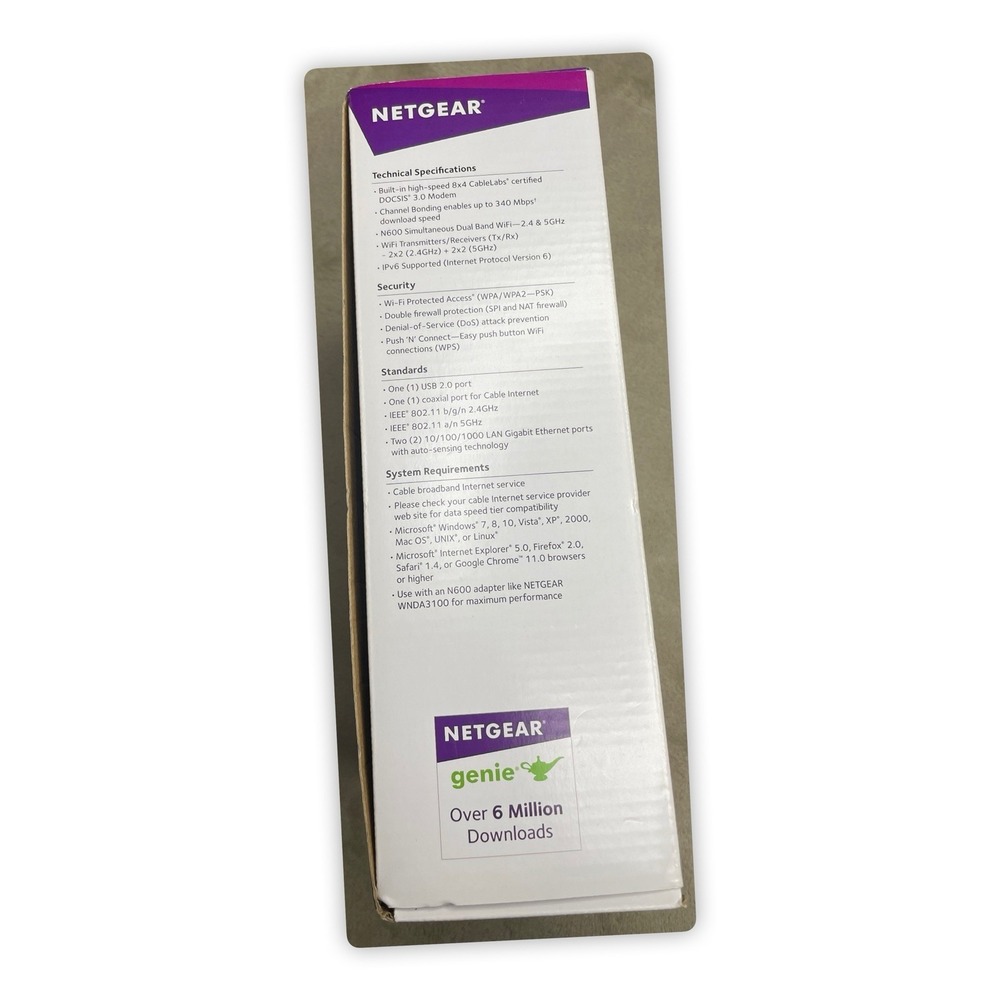 NETGEAR N600 C3700 WiFi Cable Modem Router - Built-In DOCSIS 3.0 Cable Modem - Picture 3 of 12